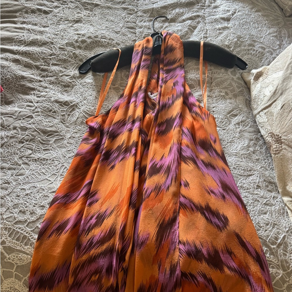Diane Von Furstenberg Orange and Purple Silk Top